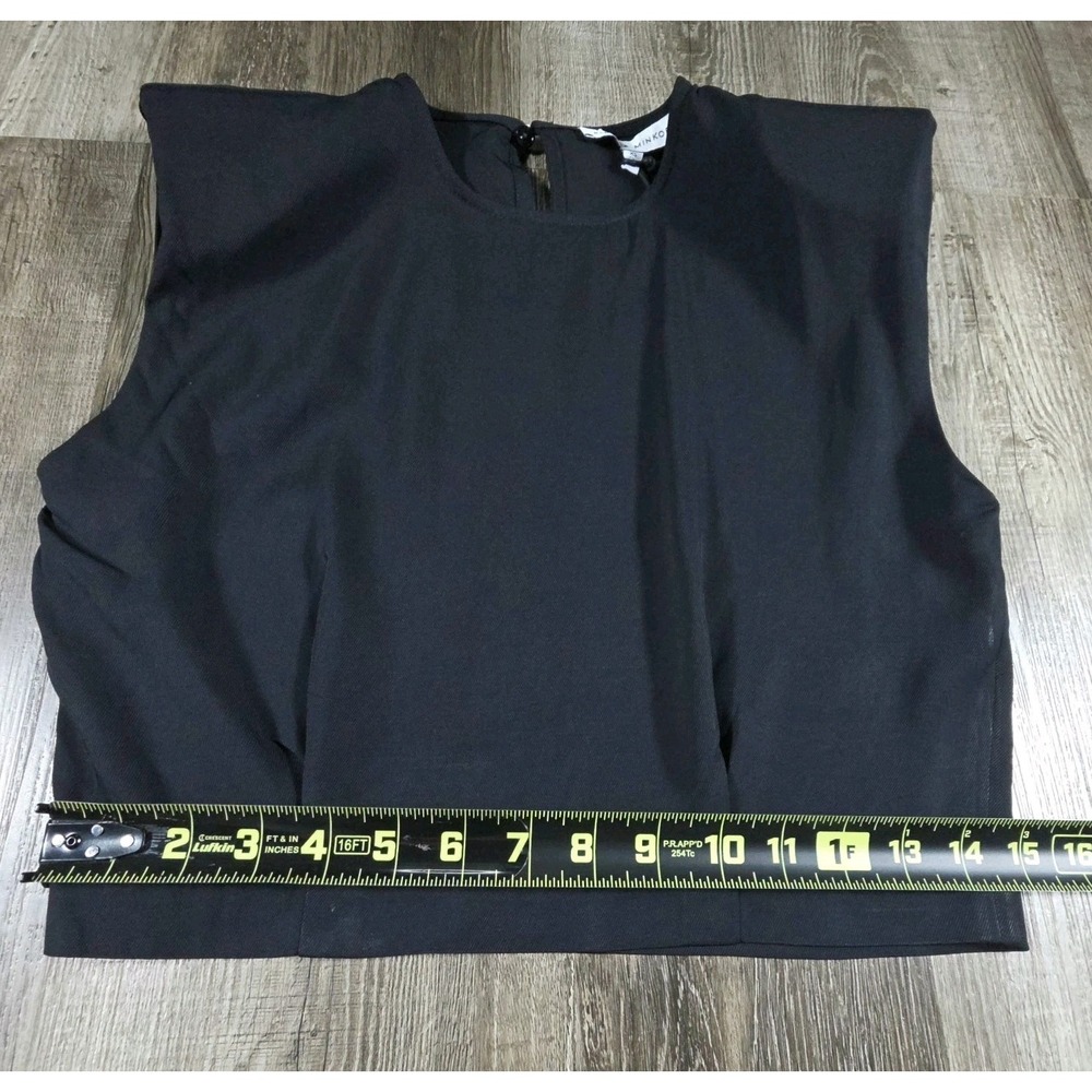 Rebecca Minkoff Pippa Women's Crop Top Black Boxy Shoulder Pads 100% Viscose XS - Picture 10 of 10